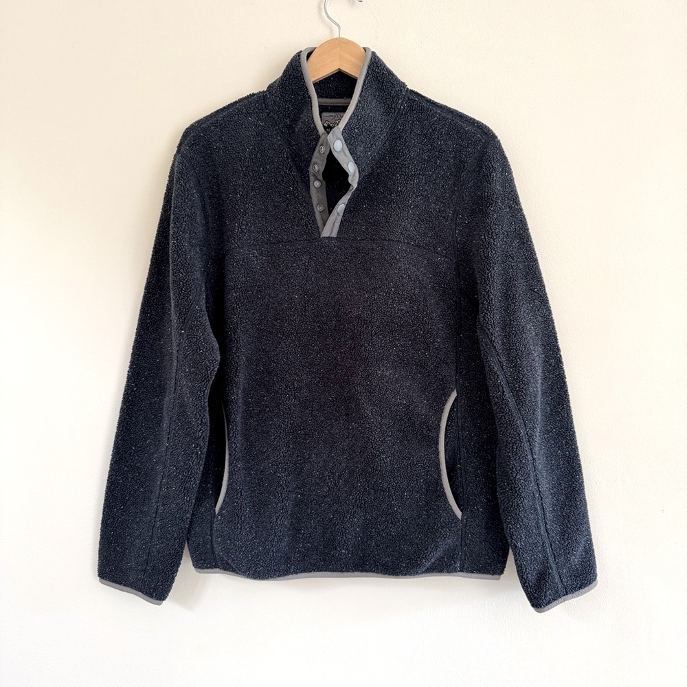 J.Crew‎ Nordic Mockneck Sherpa Fleece Pullover Navy Speckled Size M